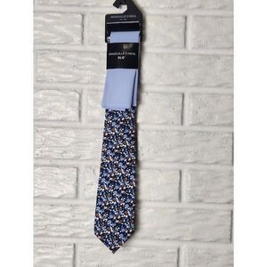 SHAQUILLE O'NEAL Neck Tie & Pocket Square Navy Brown Floral X Long MSRP: $50 NEW